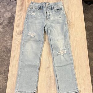 Stylish Light Blue Distressed Crop Women Jeans